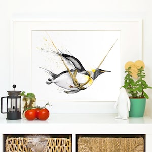 PENGUIN &quot;Fly little penguin, fly!&quot; *Limited Edition Giclée Print on Watercolour Paper - 300gsm.