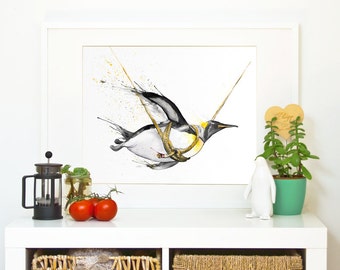 PENGUIN "Fly little penguin, fly!" *Limited Edition Giclée Print on Watercolour Paper - 300gsm.