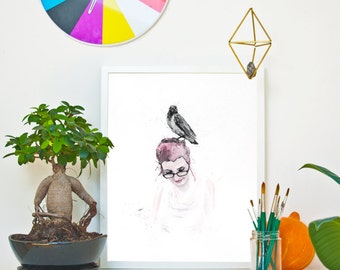 The Girl And The Bird - 42 x 56 cm *Limited Edition Giclée Print on Watercolor Paper - 300gsm.