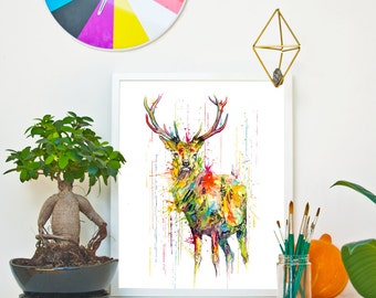 DEER - RAINING COLOURS *Limited Edition Giclée Print on Watercolour Paper - 300gsm.