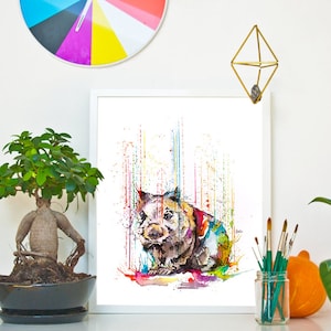 WOMBAT - RAINING COLOURS *Limited Edition Giclée Print on Watercolour Paper - 300gsm.