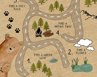 Teddy bear picnic game map - printable bear hunt party game map - Teddy Bear Picnic Party - Bear Hunt Map - Digital download