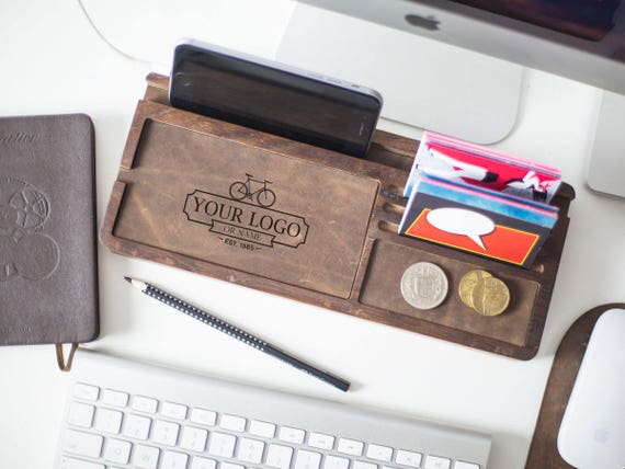 Wooden Desk Organizer Engraved Desk Accessories Personalized Etsy