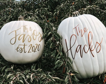 Custom Personalized White Orange or Black Pumpkin | Newleywed, Wedding Gift, Bridal Shower Gift, Engagement Shoot, Kids Milestone Shoot