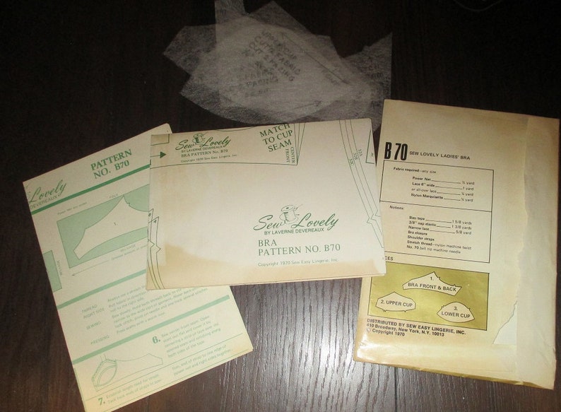 34 1970 Each Size in A,B,C Cup c 36 Ladies BRA Pattern Included Sizes 32 Vintage Sew Lovely LINGERIE PATTERN by Laverne Devereaux