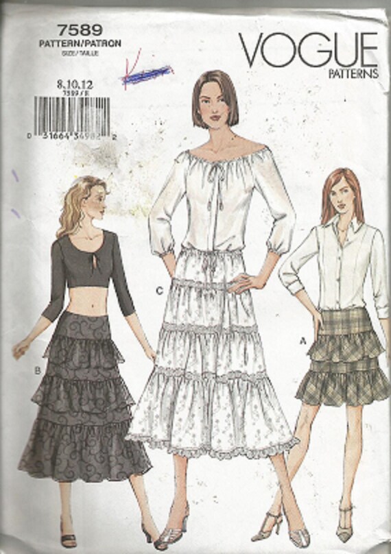 VOGUE Misses SKIRT PATTERN 7589 Sizes 8,10,12 Below Waist