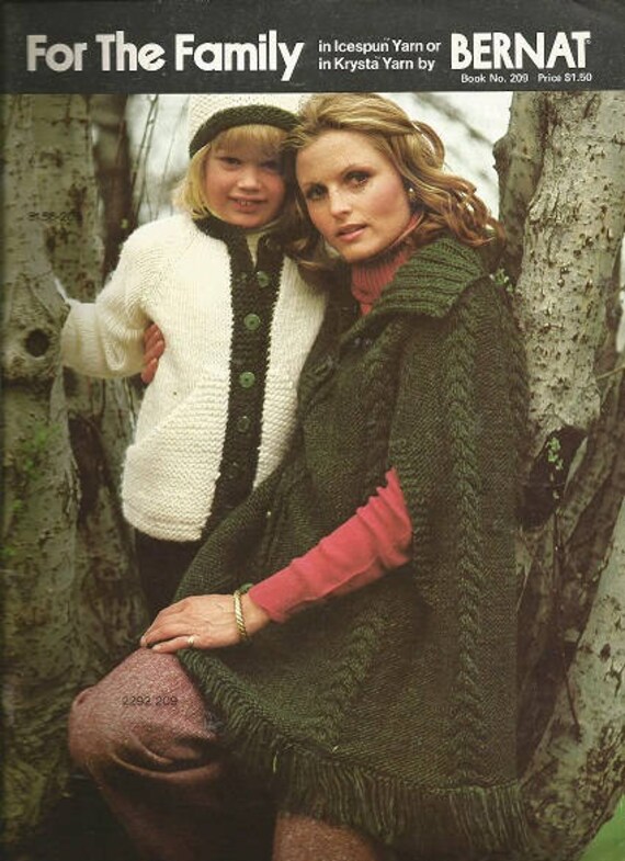 Vintage Bernat Knitting Pattern Book No 209 For The Family Children Misses Men C 1974 Vintage Bernat Knitting Pattern Book No 209 For The Family Children Misses Men C 1974