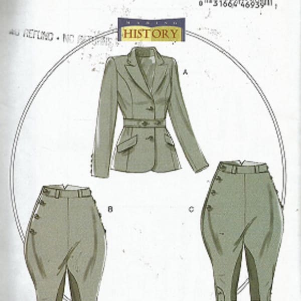 Making HISTORY COSTUME PATTERN Butterick B6433 - Misses' Equestrian Riding Jacket - Jodhpurs and Breeches - Sizes (6-8-10-12-14) - Average