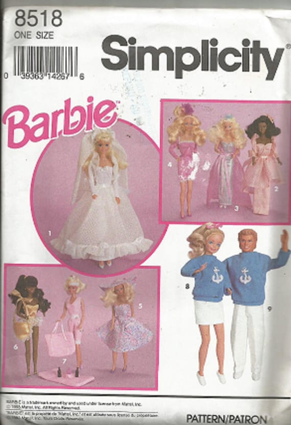 BARBIE DOLL and Friend's Wardrobe Simplicity PATTERN Etsy