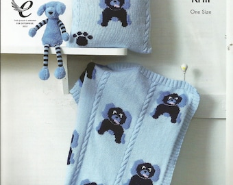 KING Cole Puppy Dog Knitting Pattern Leaflet For Baby BLANKET and Cushion - DK 3983 - One Size