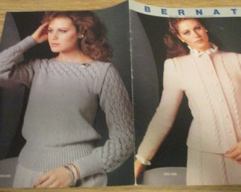 BERNAT KNITTING Pattern Book - Handicrafter No. 509 - Knit Misses/Ladies Cardigans, Skirts, Pullover Sweaters - c. 1983