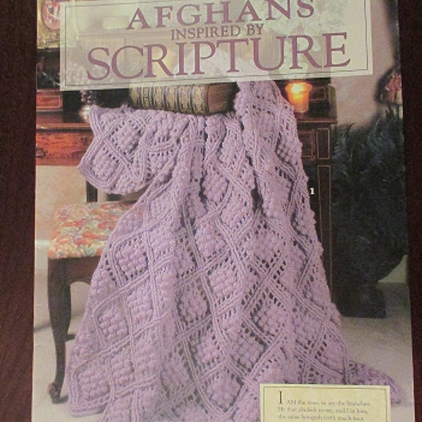 AFGHANS Inspired By SCRIPTURE Crochet Pattern Leaflet 3021 - 1998 Leisure Arts - Designs by Tammy Kreimeyer -Grapes & Vines - Granny Square