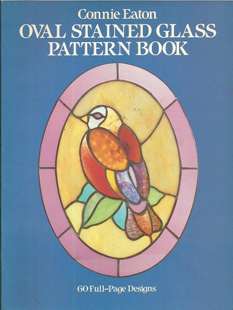 c 60 Full-Page Designs Vintage Connie Eaton OVAL STAINED GLASS Pattern Book 1984