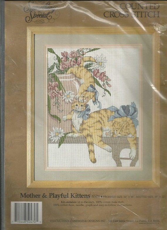 vintage Daisy and Muffin kitten counted cross stitch pattern flyer
