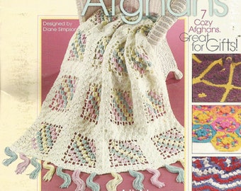 CROCHET-TATTING Amazing Rings AFGHANS Pattern Book - Annie's Attic - 7 Cozy Afghans - Antique Rings, Floating Rings, Star Stitch and Rings