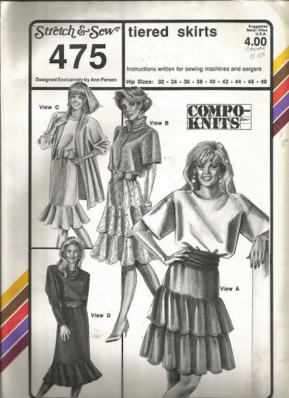 Stretch & Sew Uncut PATTERN 475 TIERED SKIRTS Copyright | Etsy