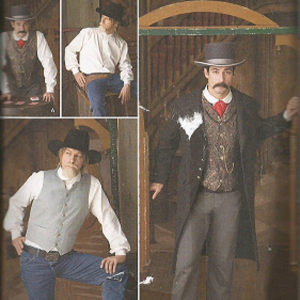 Men's FROCK COAT, Shirt and Vest  Costume Sewing Pattern- Simplicity PATTERN 2895 - Buckaroo Bobbins - Size 46,48,50,52 - Western Clothing