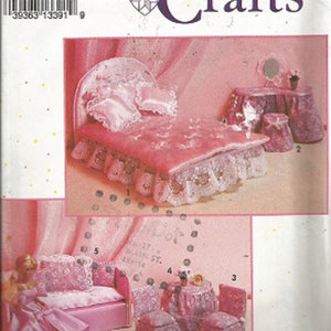 Simplicity Crafts PATTERN 8158 - Designed by Wendy Everett - Furniture and Dress for 11 1/2&quot; Fashion DOLL - BARBIE Size - c. 1992 - Uncut