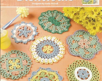 CROCHET-TATTING Floral DISHCLOTHS - Annie's Attic Pattern Book - 10 Patterns - Sunrise, Star, Clover, Watermelon, Lacy, Circles, Pinwheel