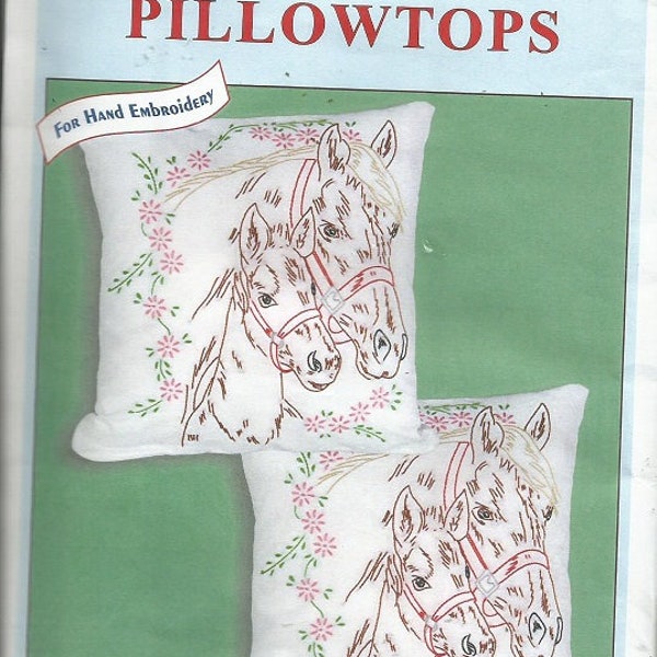 Horses - MARE & COLT Jack Dempsey Needle Art - PILLOWTOPS Pattern #142 - Embroidery Design - Item 663 - Two Pillow Tops - Instructions