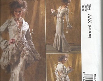 McCALLS COSTUMES - PATTERN M6770 - Victorian Steampunk -Misses Jacket - Bustle/Caplet - Skirt - Pants - Size 4 - 6 - 8 - 10 - Uncut