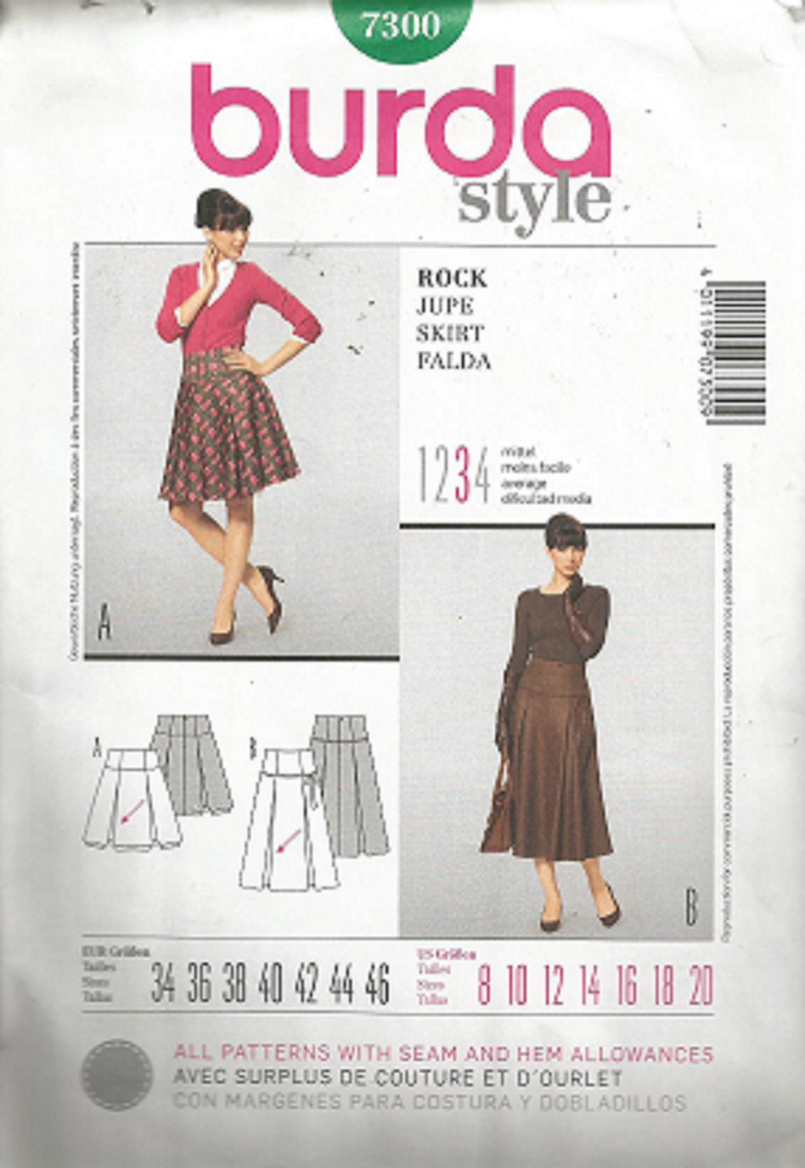 BURDA STYLE SKIRT Pattern 7300 Average Size 8 10 12 - Etsy