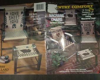 MACRAME Lawn CHAIRS PATTERN Book - Country Comfort - 12 Country Designs for Lawn Chairs Using Macrame Cord - Matching Footstools