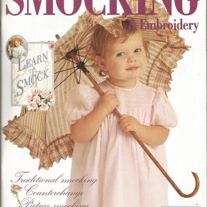 Australian SMOCKING & EMBROIDERY Pattern Book - Issue No. 32 - Traditional Smocking, Centre Liftout Pattern - Girls Dresses, Bishop Gown