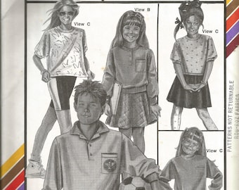 CHILDREN'S SPORT TOPS - Vintage Stretch & Sew Pattern 968 - by Anne Person - Rugby Top for Girls and Boys - c. 1988 - Uncut