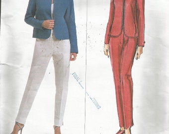 VOGUE Pattern Anne KLEIN V2855 - EASY - Misses Petite Jacket and Pants - Size 12-14-16 - Semi-Fitted Jacket - Straight Tapered Pants - Uncut