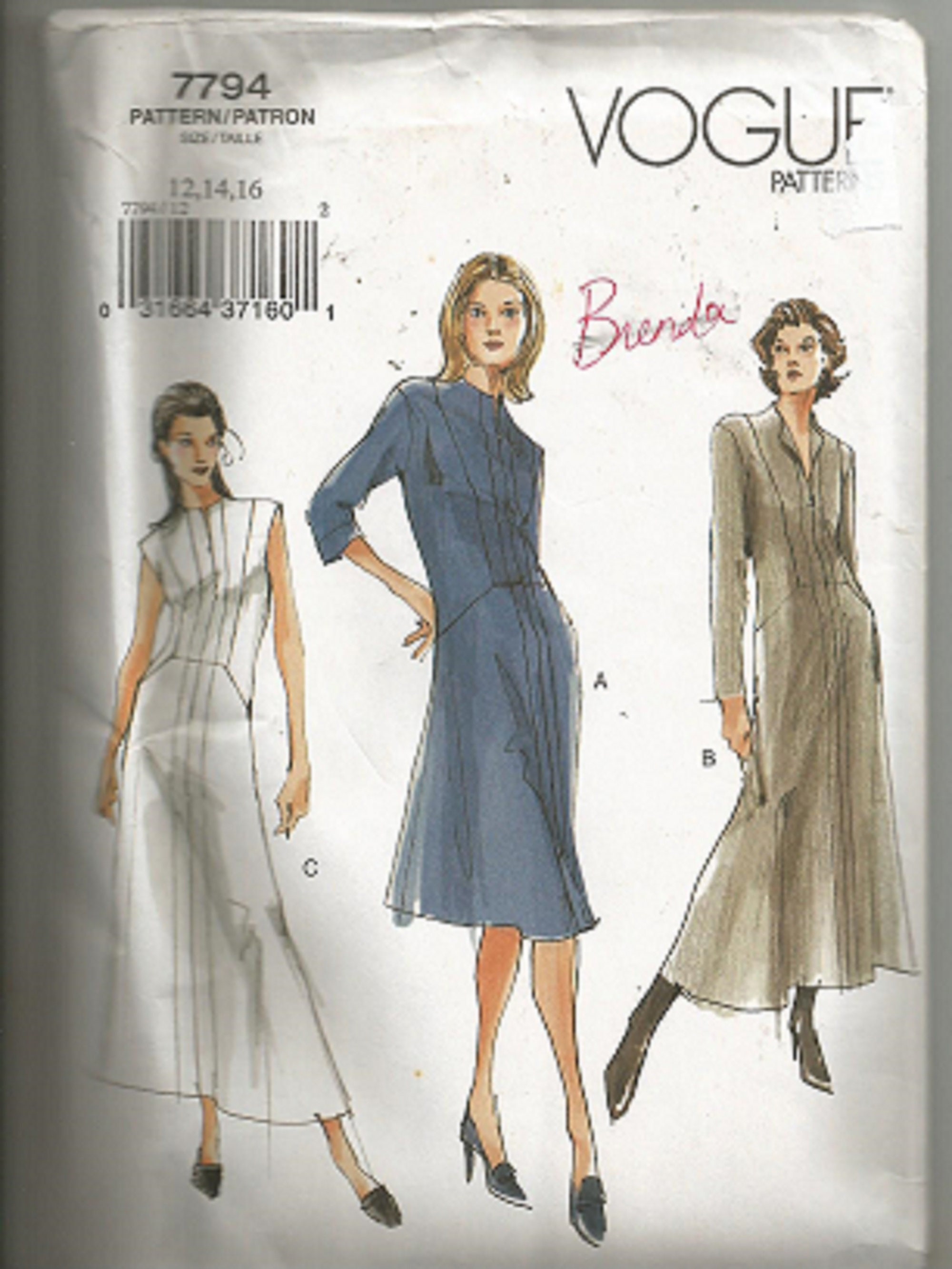 Kits & How To Vogue sewing pattern 7794 size 18 20 22 dress uncut ...