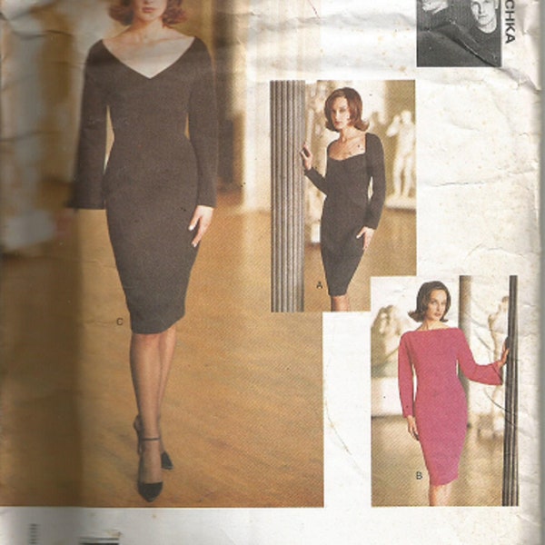 VOGUE Pattern 1700 - Misses DRESS - Badgley MISCHKA -Size 14-16-18 -Easy Sewing Pattern - Lined, Tapered Dress, Below Mid-Knee, Long Sleeves