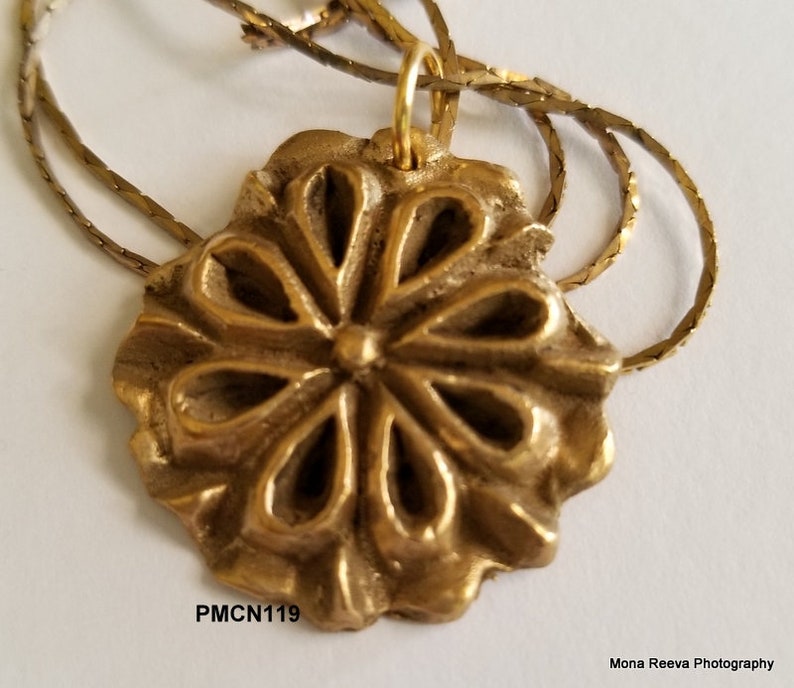 Handcrafted Bronze Pendant on Adjustable Metal Gold Chain PMCN119