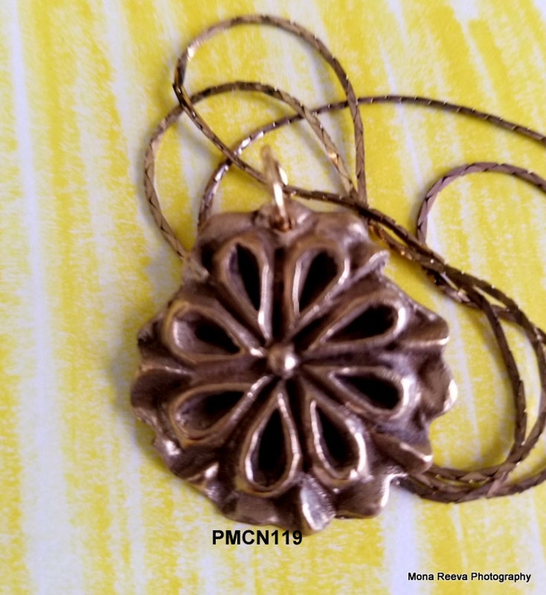 Handcrafted Bronze Pendant on Adjustable Metal Gold Chain PMCN119