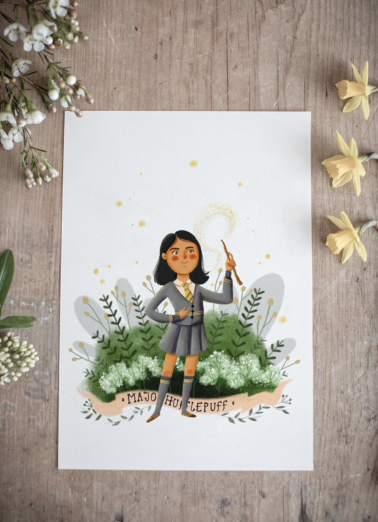 Custom witch wizard magic house school portrait, Personalized cartoon portrait digital artwork potterhead gift, Freak custom illustration