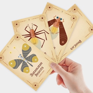 Ensemble de cartes postales Steampunk avec des illustrations d’insectes automates, jeu de cartes postales pour la décoration steampunk, illustration rétrofuturiste