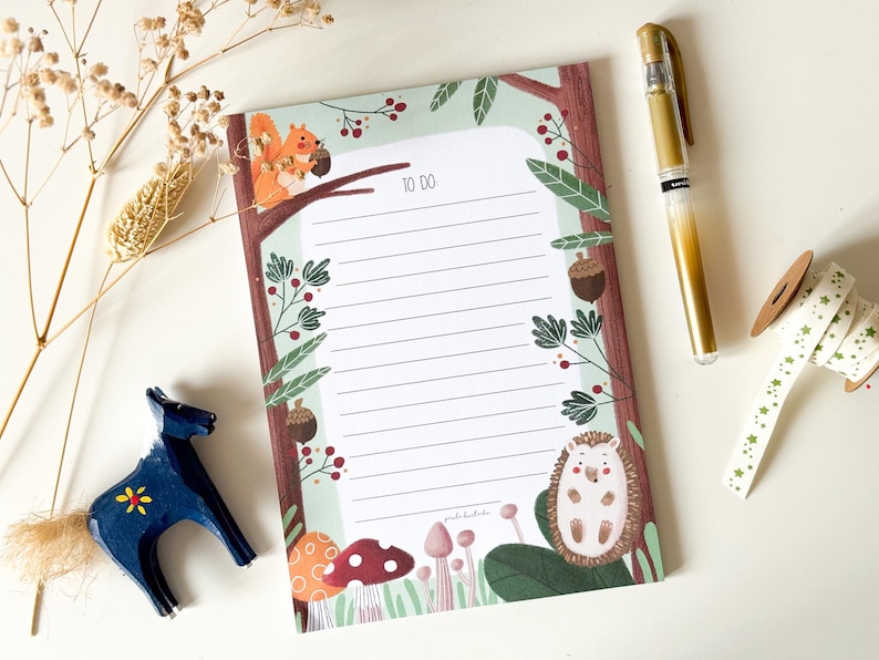 to do list notepad A5 pack animal forest