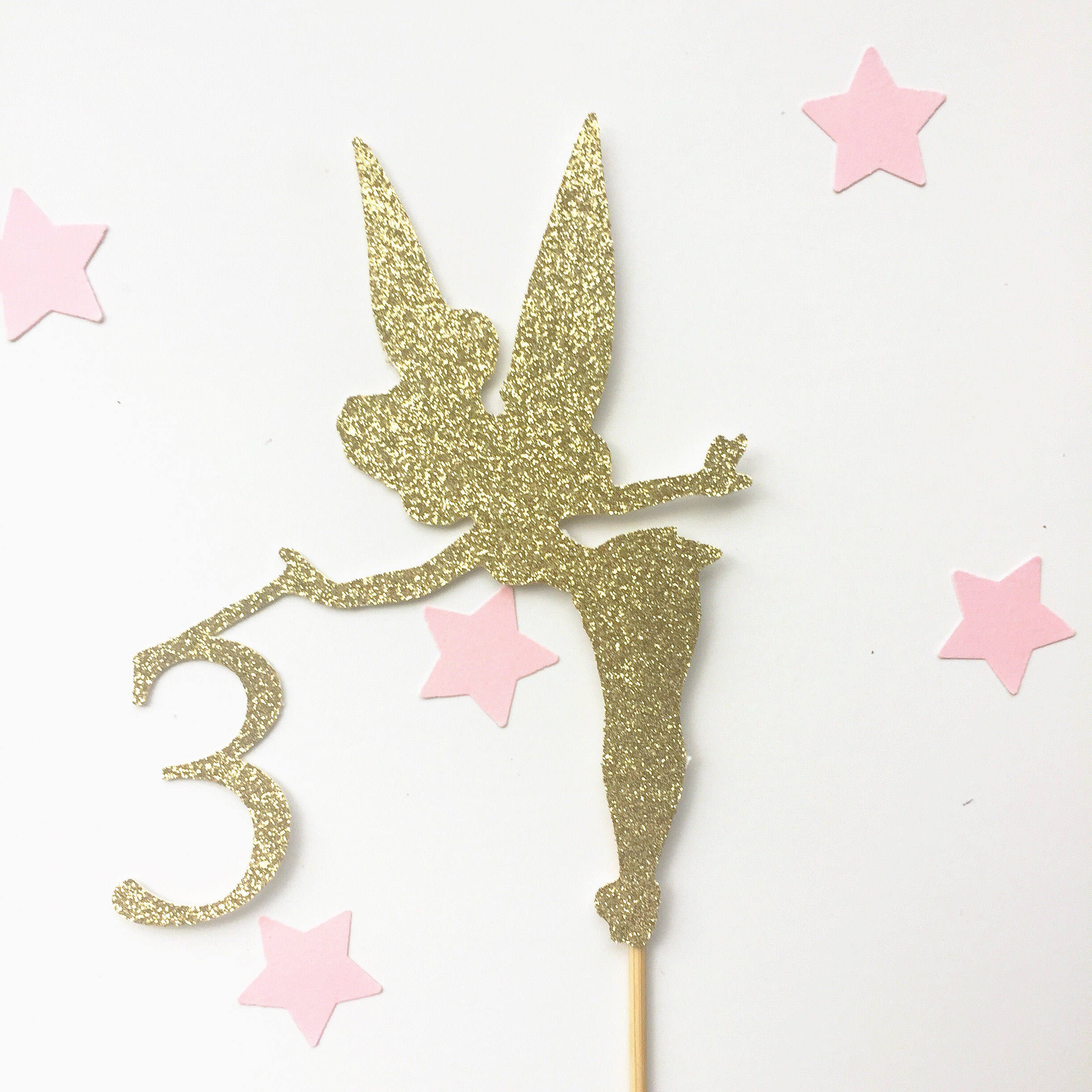 Tinkerbell fairy glitter cake topper with number Etsy