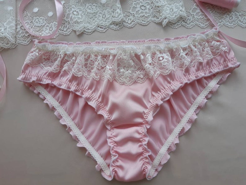 Pink Silk Milk Lace Ruffled Panties Handmade Silk Knickers | Etsy