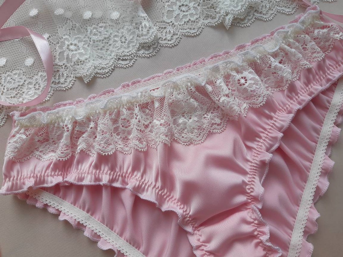 Pink Silk Milk Lace Ruffled Panties Handmade Silk Knickers - Etsy