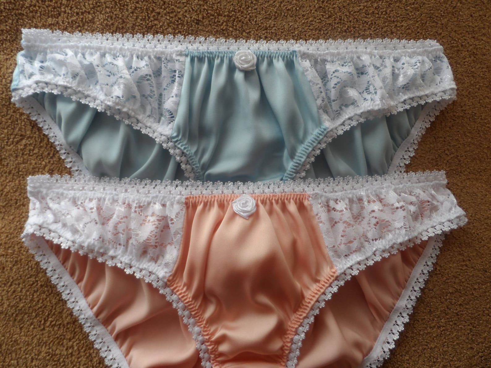 Blue Silk Panties with Lace Insert Handmade Silk Knickers Etsy