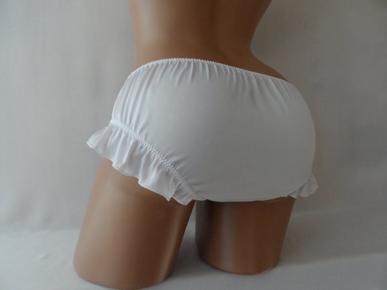White Silk Panties with Frill Handmade Silk Knickers image 4.