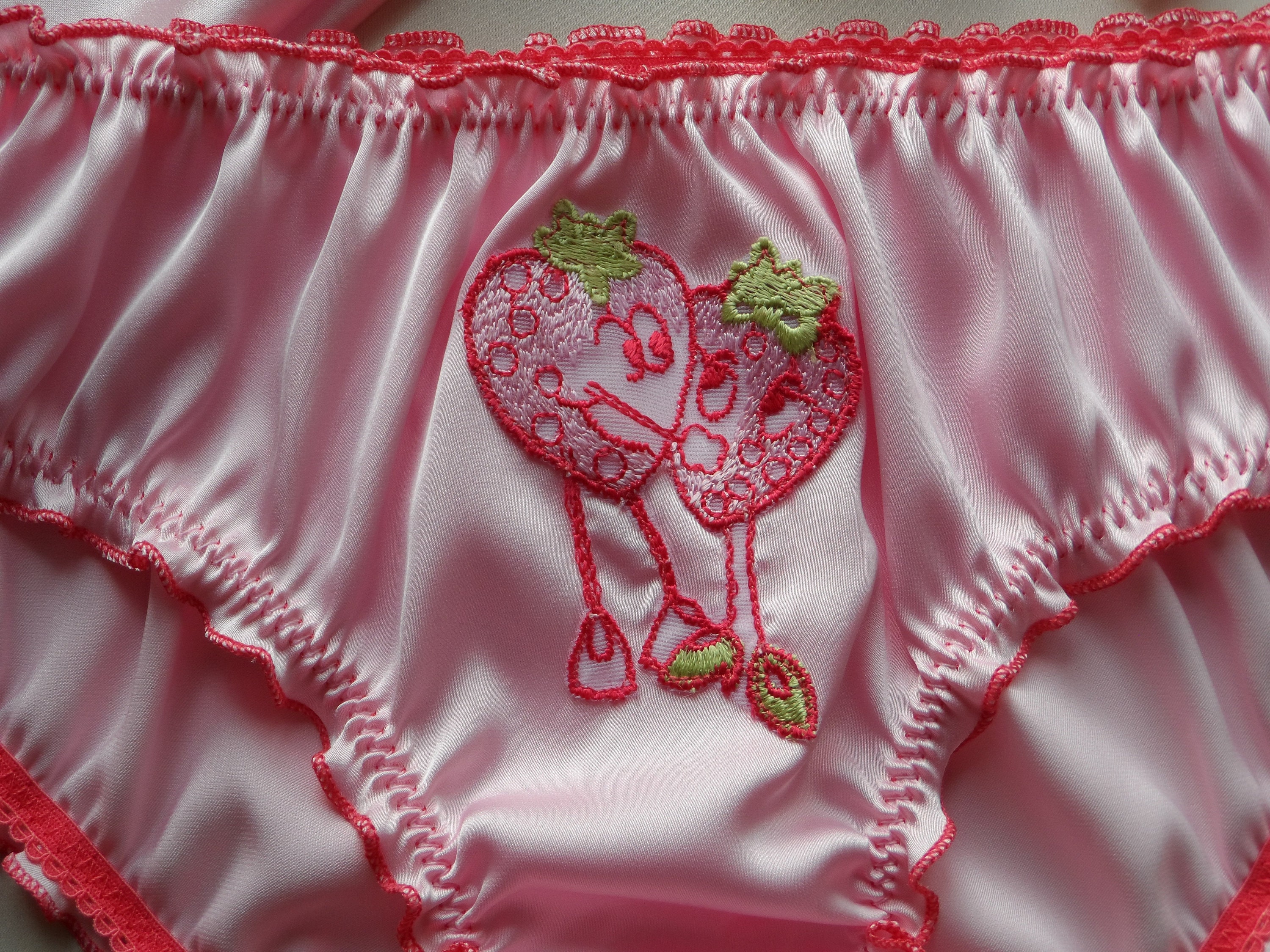 Silk Ruffled Panties Strawberry Print Silk Knickers Etsy Ireland