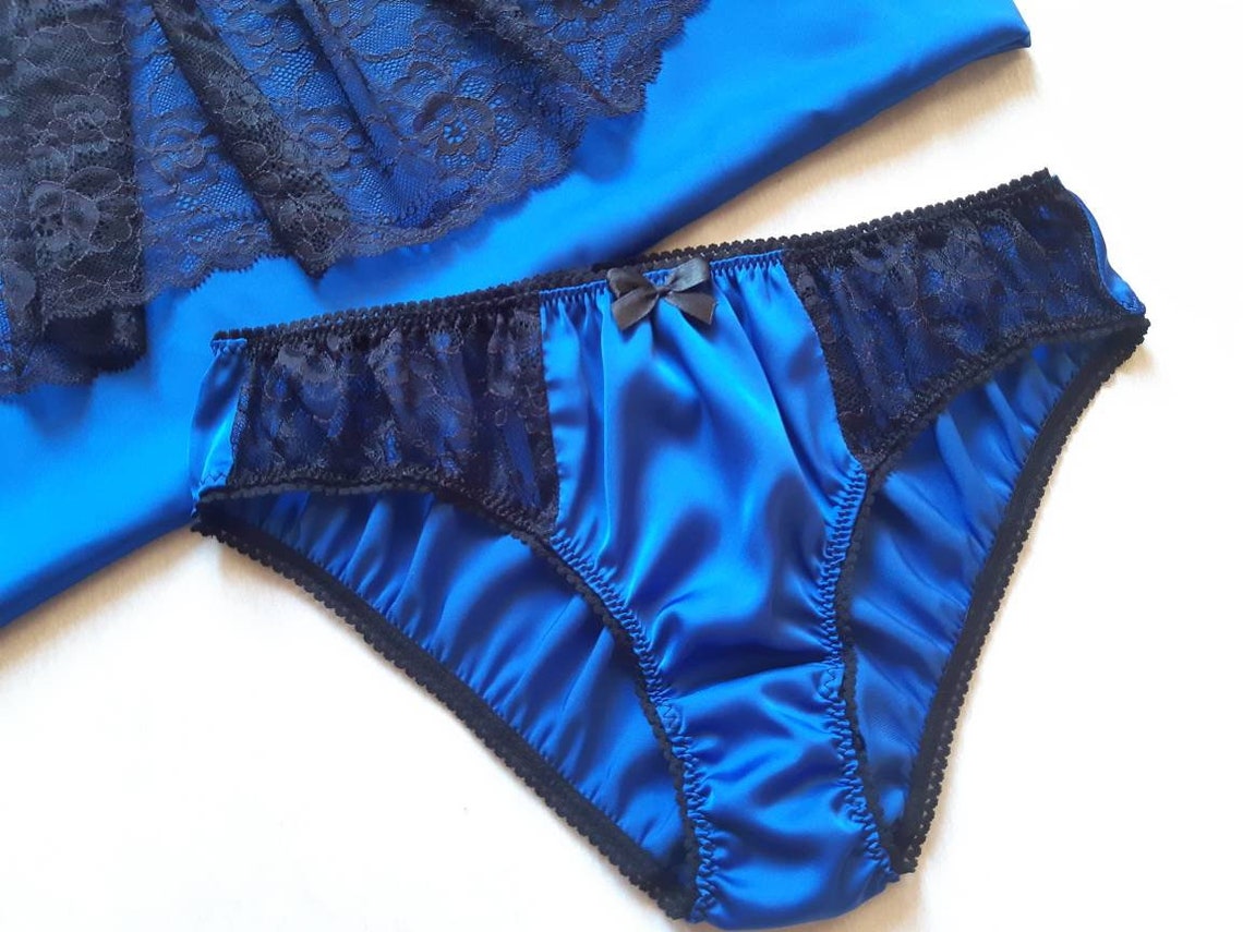 Blue satin panties and hair wrap set - wide 7