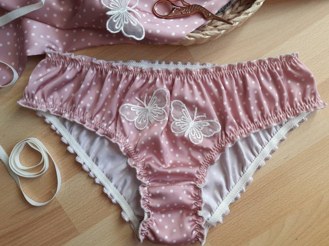 Peach Silk Panties With Butterflies Silk Knickers Handmade Etsy