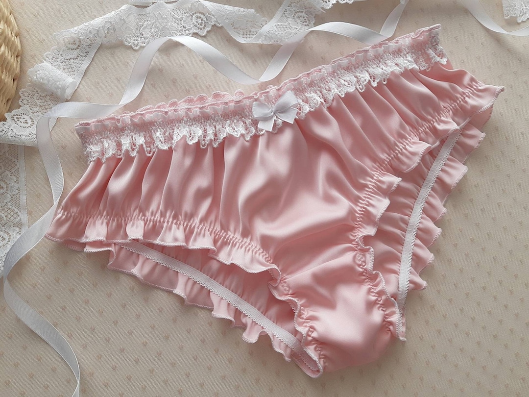 Pink Silk Ruffled Panties Handmade -  New Zealand
