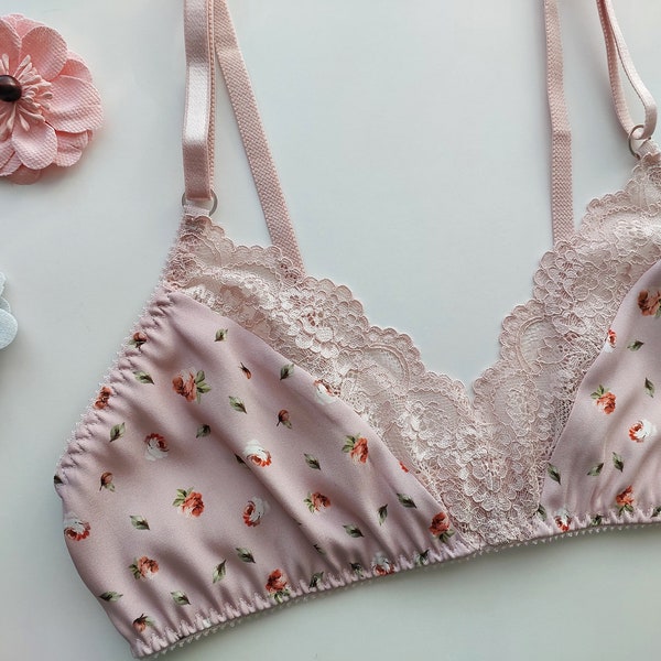 Bralette from Natural Silk Floral Print