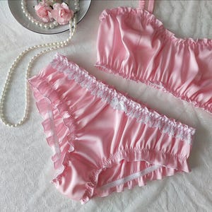 Silk Pink Ruffled Panties - Handmade