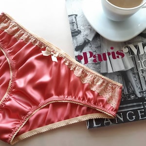 Natural Silk, Coral Silk Panties, Knickers from Natural Silk - Handmade