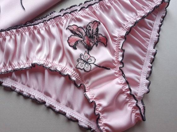 Bragas de seda rosa con flor bragas de seda hechas a mano ropa de dormir para mujer ropa de dormir de seda Etsy Espana